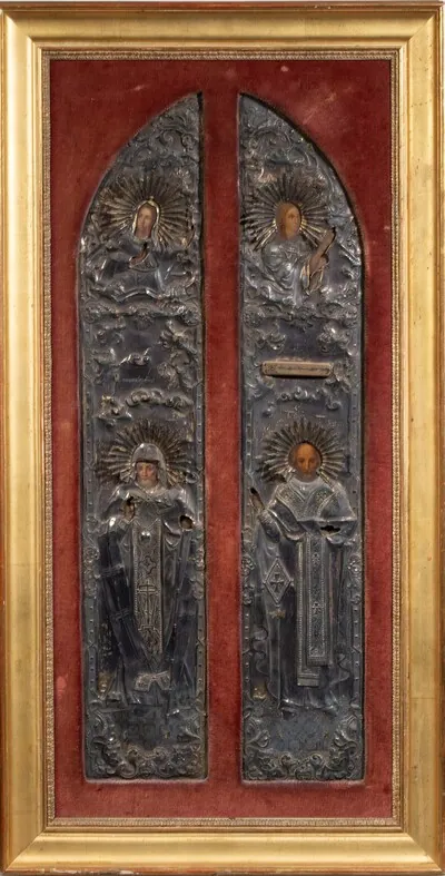 Schuler Auktionen AG - 2 Flügel eines Polyptychons mit Silberokladen