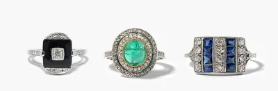 Schuler Auktionen AG - Lot: Drei Farbstein-Diamant-Ringe