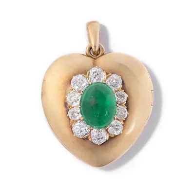 Schuler Auktionen AG - Smaragd-Diamant-Herz-Médaillon