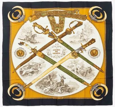 Schuler Auktionen AG - Hermès, 2 Foulards "Armes de Chasse" und "Couvertures et Tenues de Jour"