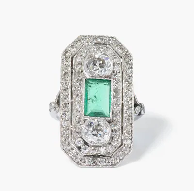 Schuler Auktionen AG - Art Déco Smaragd-Diamant-Ring