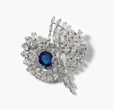 Schuler Auktionen AG - Burmasaphir-Diamant-Brosche