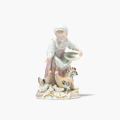 Schuler Auktionen AG - Meissen, Mädchen, Hühner fütternd