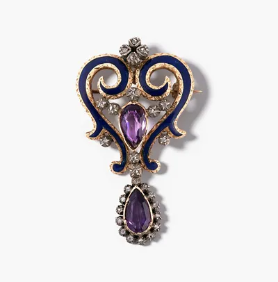 Schuler Auktionen AG - Amethyst-Diamant-Brosche