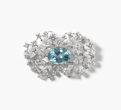 Schuler Auktionen AG - Aquamarin-Diamant-Brosche