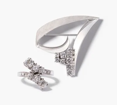 Schuler Auktionen AG - Lot: Brillant-Brosche und Ring
