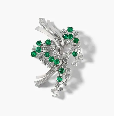 Schuler Auktionen AG - Smaragd-Diamant-Brosche