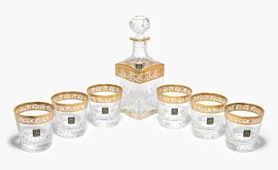 Schuler Auktionen AG - Saint-Louis, 1 Karaffe und 6 Whiskygläser "Thistle"