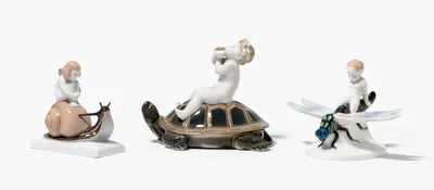 Schuler Auktionen AG - Rosenthal, Selb Bavaria, 3 Figuren "Schildkrötenpost", "Gleitflug" und "Schneckenpost"