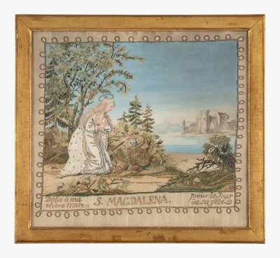Schuler Auktionen AG - Stickereibild "Maria Magdalena in der Einöde"