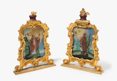 Schuler Auktionen AG - 1 Paar Hinterglasmalereien, "Ambrosius" und "Augustinus"