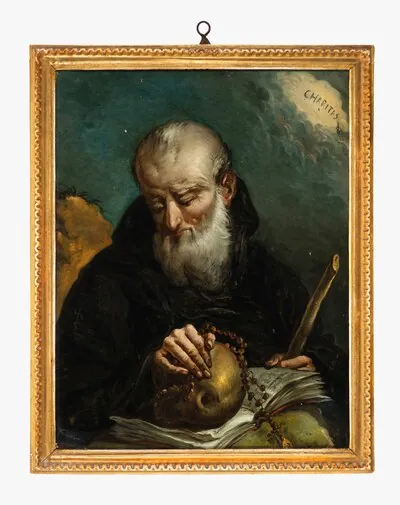 Schuler Auktionen AG - Grosse Hinterglasmalerei "Franz von Paola"