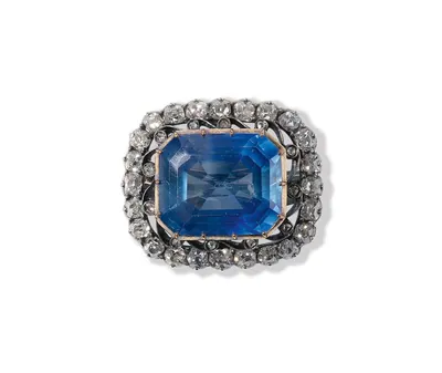 Schuler Auktionen AG - Antike Ceylon-Saphir-Diamant-Brosche