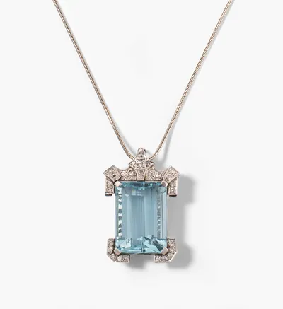Schuler Auktionen AG - Art Déco Aquamarin-Diamant-Anhänger mit Kette