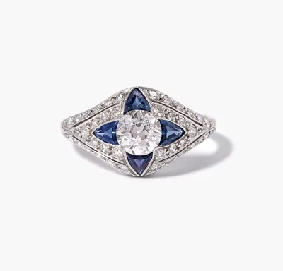 Schuler Auktionen AG - Art Déco Diamant-Saphir-Ring