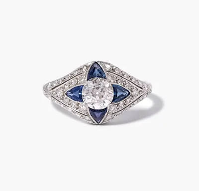 Schuler Auktionen AG - Art Déco Diamant-Saphir-Ring